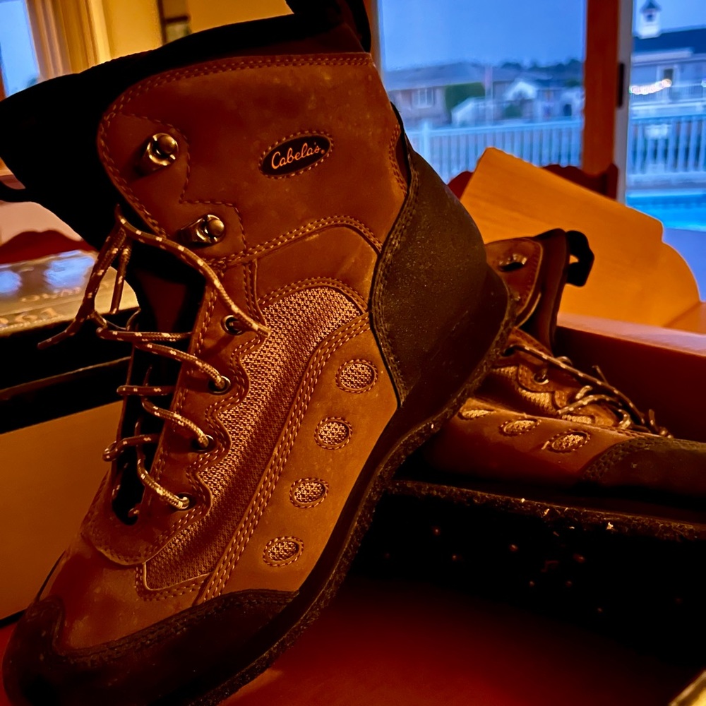 Cabela's Brown and Black Wading Boots Rugged Design